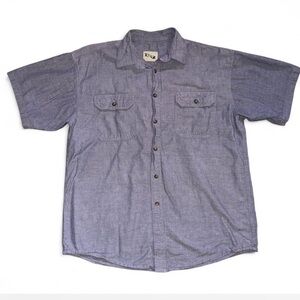 KEY Chambray Work Shirt Men’s XL Blue Cotton Button Up Workwear Utility Shirt